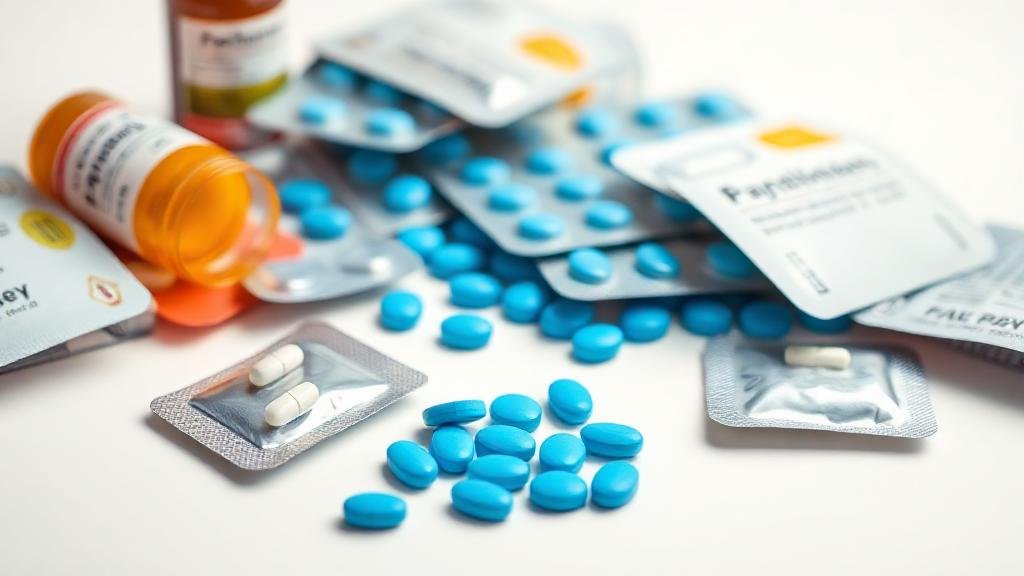 Balení a modré tablety generik Viagry na podporu erekce a zvýšení potence
