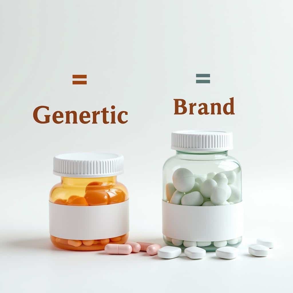 Porovnání balení originálních léků a generik na stránce vysvětlující, co jsou to generika